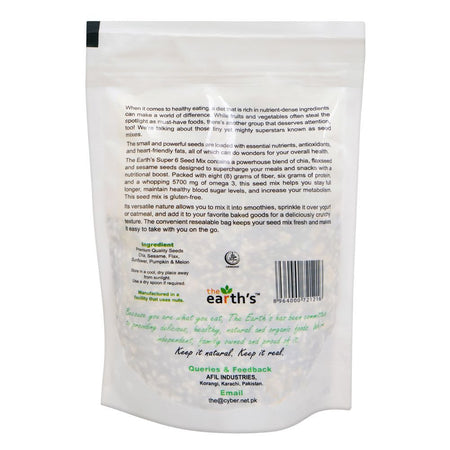 The Earth's Super 6 Seeds, High Dietary Fibre, Vegan, Gluten Free, 200g - Image 2
