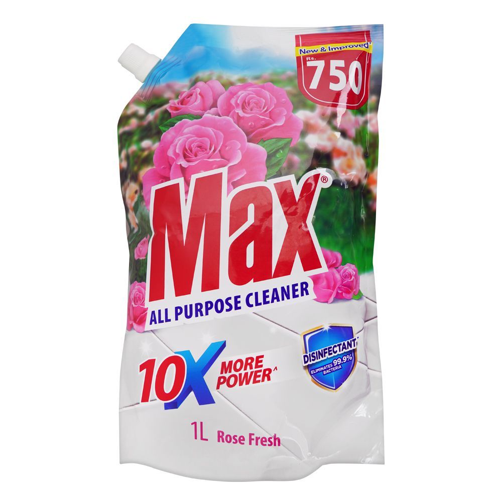 Max All Purpose Cleaner, Rose Fresh, 1000ml Pouch - Main Image