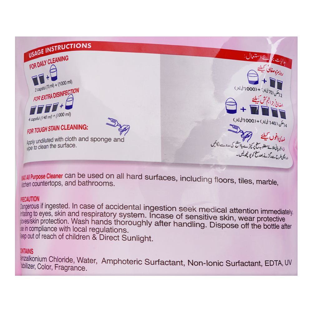 Max All Purpose Cleaner, Rose Fresh, 1000ml Pouch - Image 3