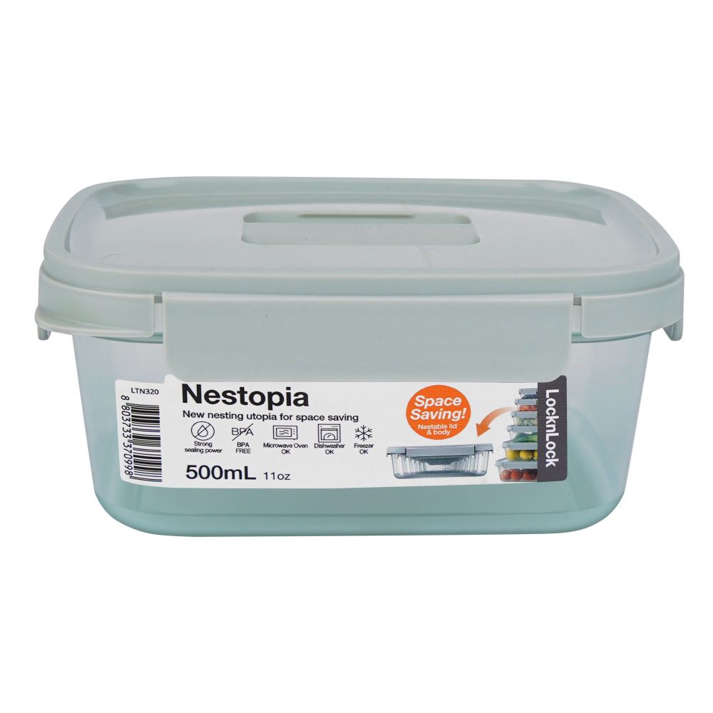 Lock & Lock Nestopia Rectangular PP Plastic Container, 500ml Capacity, LLLTN320 - Image 2