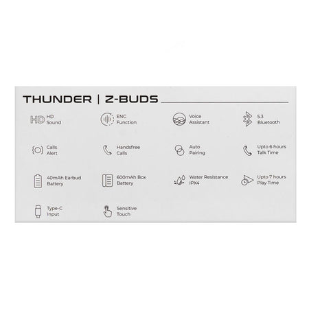 Zero Carbon Z Wireless Earbuds, IPX5 Water Resistant, Black - Image 4