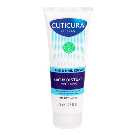 Cuticura 2in1 Moisture+Anti-Bac Hand & Nail Cream, For Dry Hands, 75ml - Main Image
