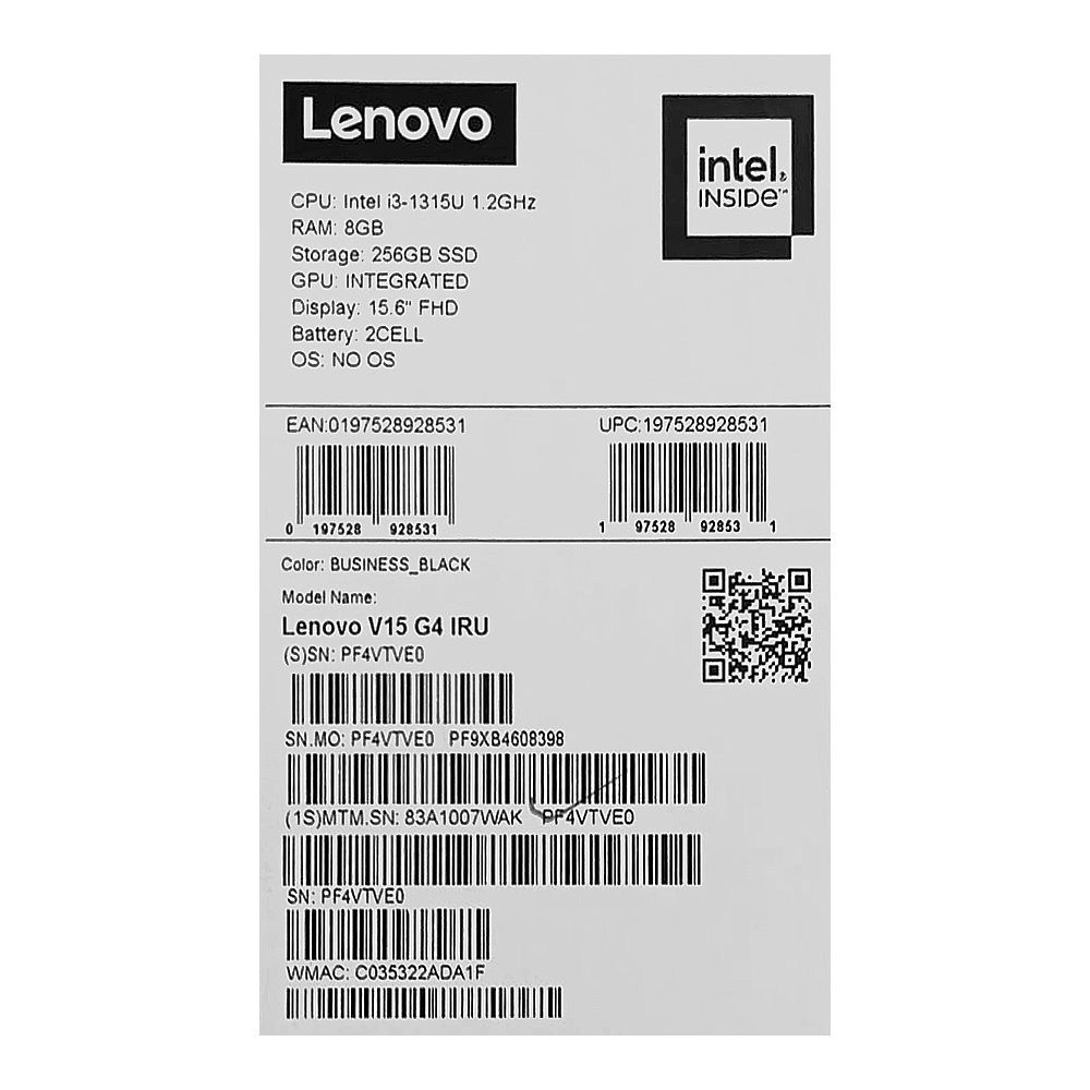 Lenovo Thinkbook V15 G4 IRU, Intel Core i3-1315U, 8GB RAM, 256GB SSD, 15.6" FHD, Business Black - Image 4