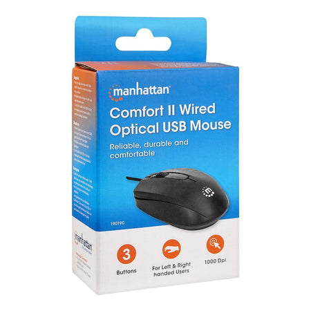Manhattan Comfort II Wired Optical USB Mouse, Black, 190190 - Image 5
