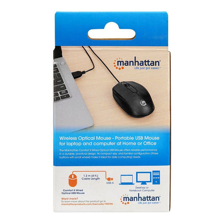 Manhattan Comfort II Wired Optical USB Mouse, Black, 190190 - Image 6