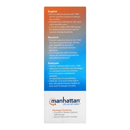 Manhattan Comfort II Wired Optical USB Mouse, Black, 190190 - Image 7