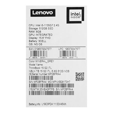 Lenovo Thinkbook 15 G2 ITL, Intel Core i5-1135G7, 8GB RAM, 256GB SSD, 15.6" FHD, Mineral Grey - Image 6