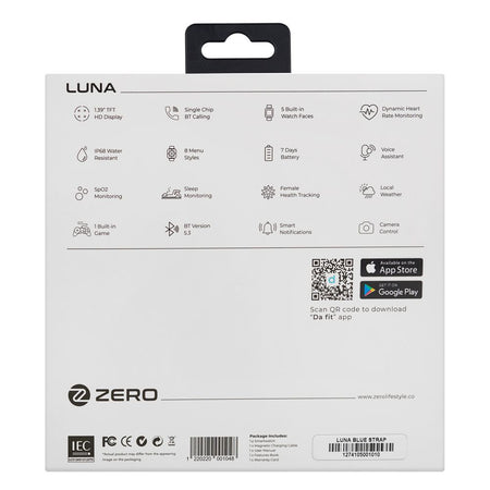 Zero 1.39" TFT HD Display Luna Smart Watch, IP68 Water Resistant, Blue Strap - Image 3