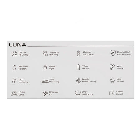 Zero 1.39" TFT HD Display Luna Smart Watch, IP68 Water Resistant, Blue Strap - Image 4