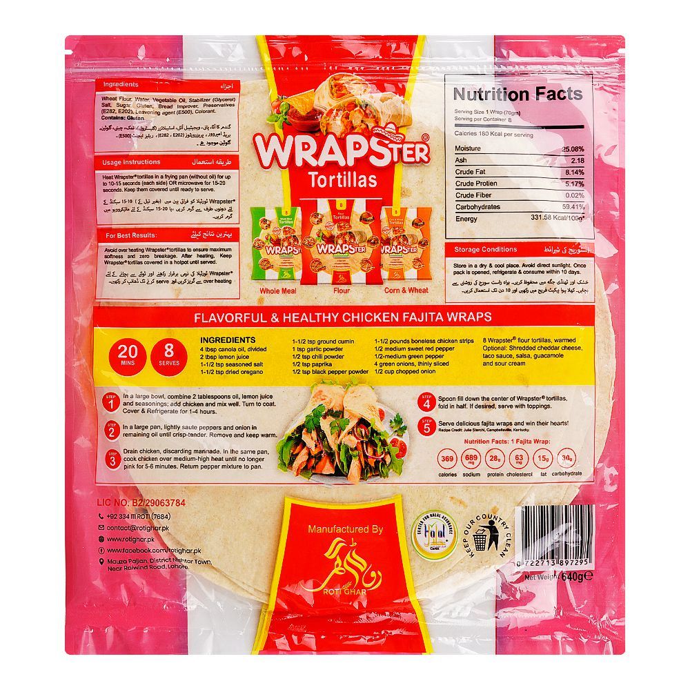 Wrapster 11" Jumbo Flour Tortillas Wraps, 8-Pack - Image 2