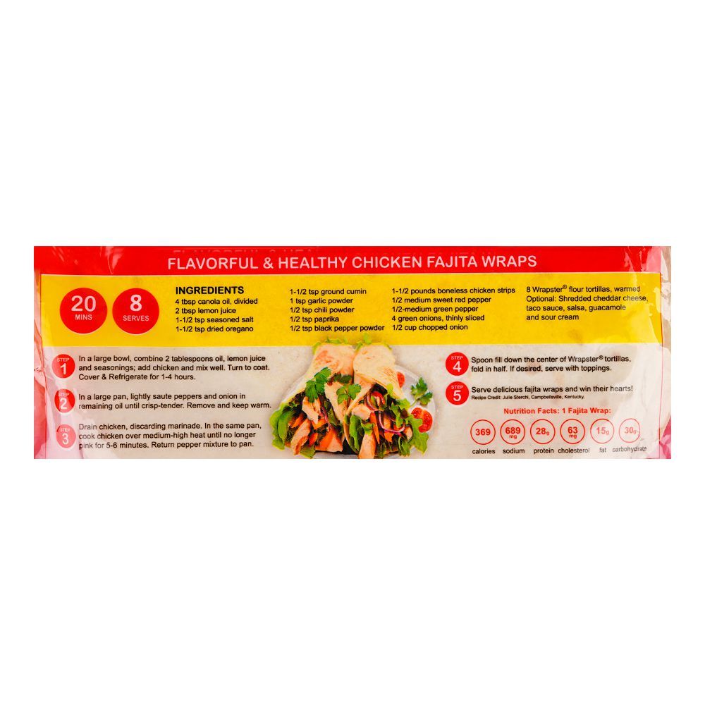 Wrapster 11" Jumbo Flour Tortillas Wraps, 8-Pack - Image 3