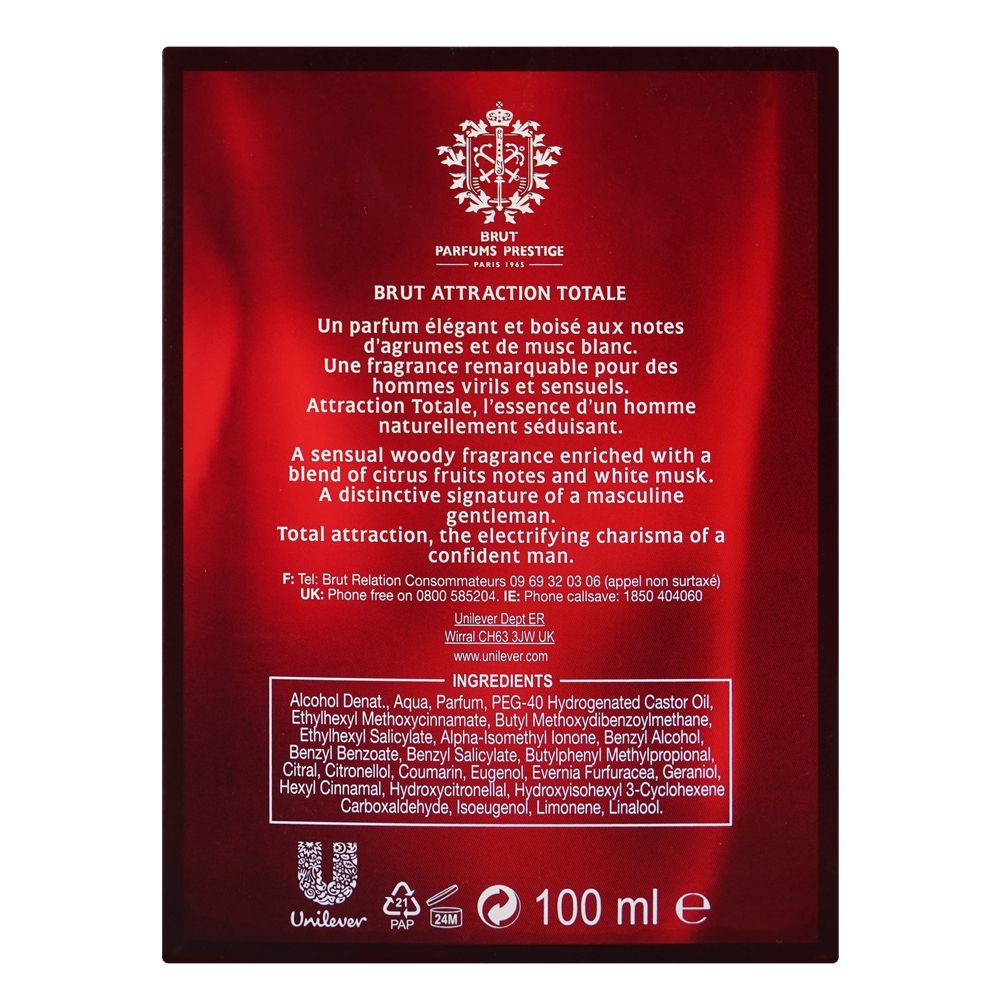 Brut Attraction Totale Perfume, Eau de Toilette, For Men, 100ml - Image 3