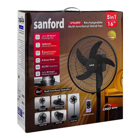 Sanford 5 In 1 Rechargeable Multi-Functional Stand Fan, SF965RTF - Image 2