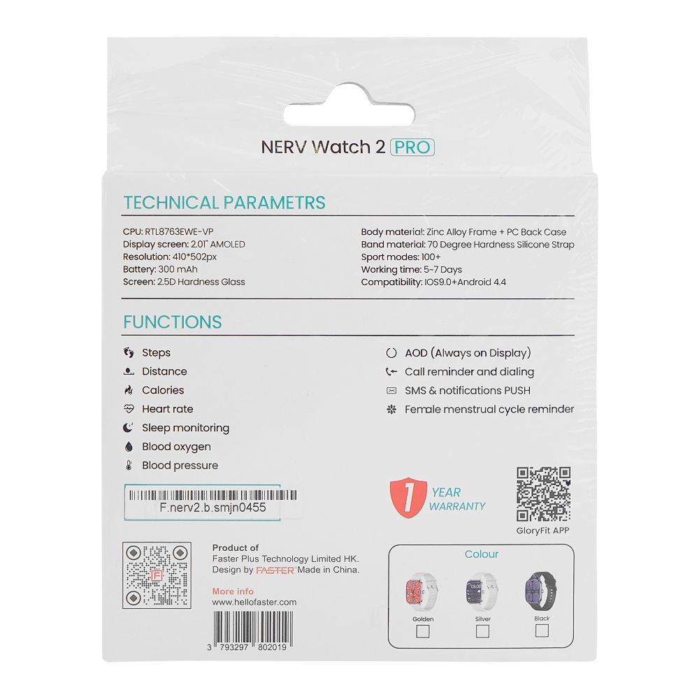 Faster 2.01" Amoled Display Nerv 2 Pro Smart Watch, AI Enabled, Black - Image 3