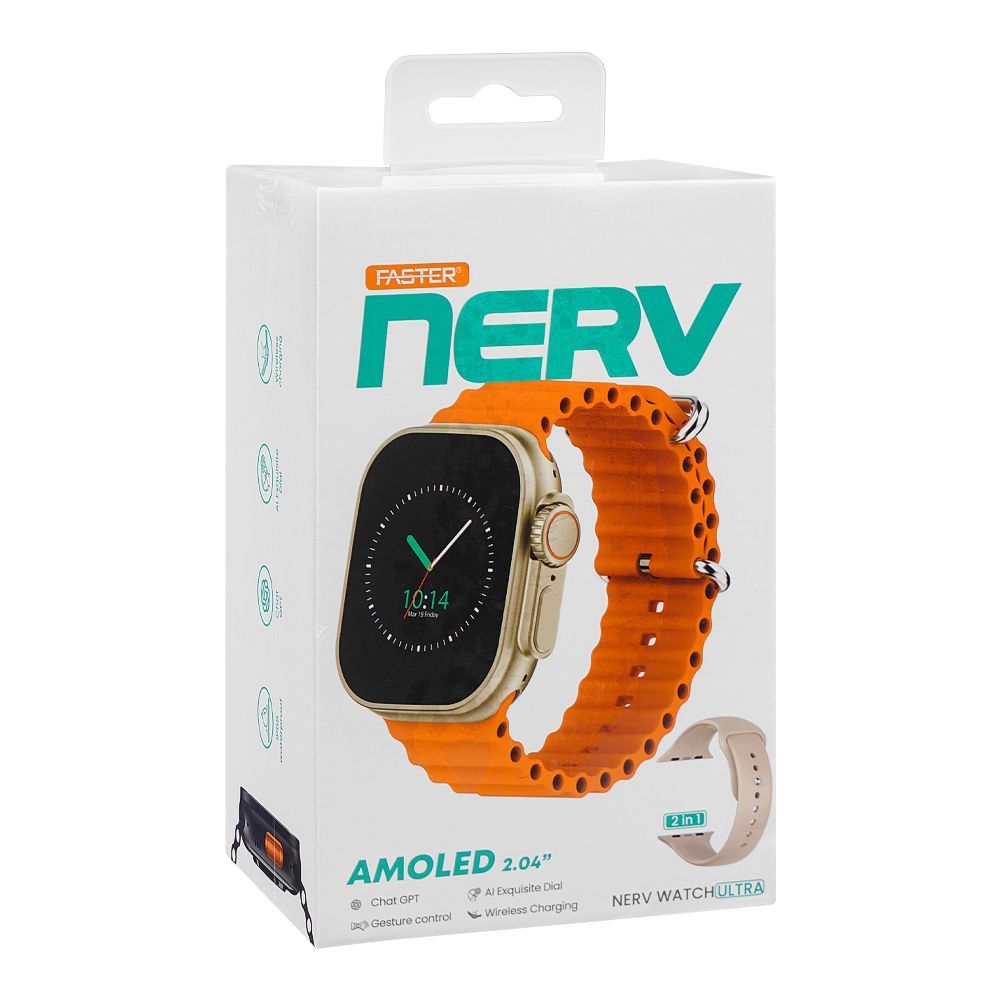 Faster 2.04" Amoled Display Nerv Ultra Smart Watch, 2 In 1 Straps, Light Champaign Gold - Image 2