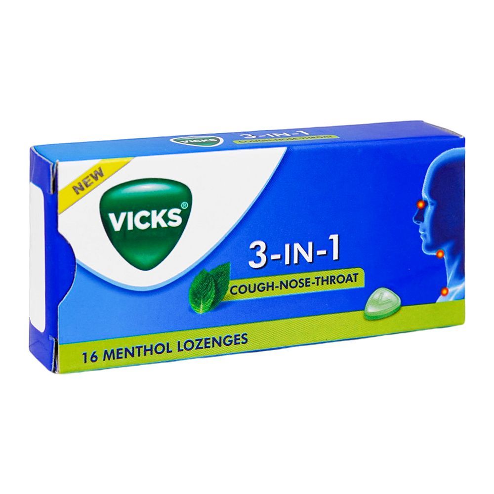 Vicks 3 IN 1 Menthol Lozenges, 16-Pack - Main Image