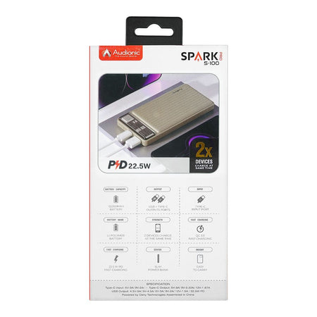 Audionic Spark Pro Power Bank, 22.5W, 10000mAh, Bone Grey, S-100 - Image 4