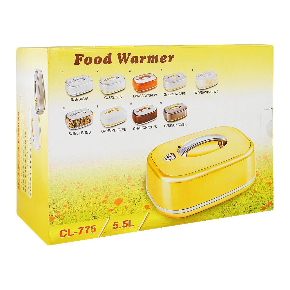 Golden Fire Rectangular Hot Pot, Food Warmer, 5500ml, White & Silver, 775W/S - Image 2