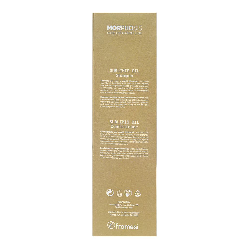 Framesi Morphosis Sublimis Oil Shampoo & Conditioner, 250ml Each, 2-Pack - Image 2