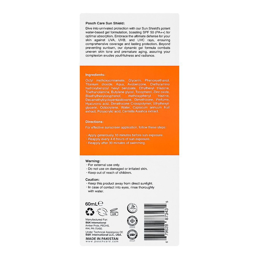Posch Care Ultra Light Broad Spectrum Sunscreen, Paraben Free, Water Resistant, SPF50+, 60ml - Image 3