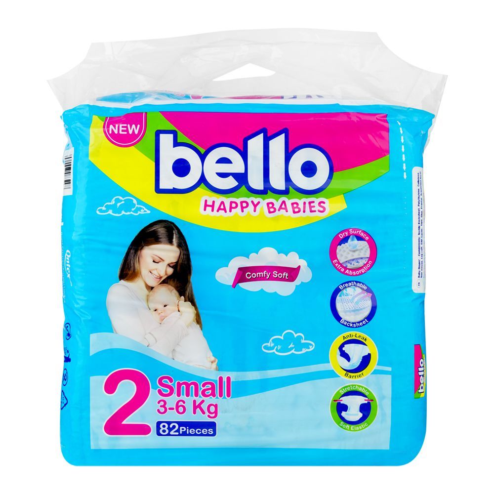 Bello Baby Diapers Jumbo Pack, Small, No.2, 3-6Kg, 82-Pack - Main Image