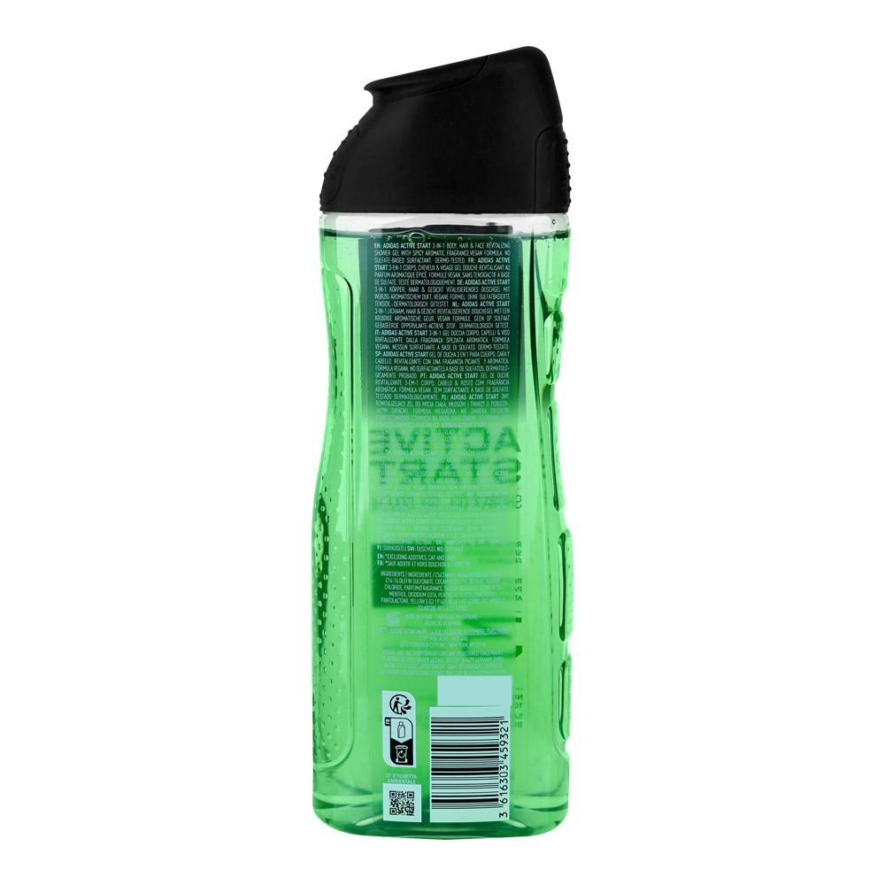 Adidas Revitalizing Active Start 3 in 1 Face, Hair & Body Shower Gel, 400ml - Image 2