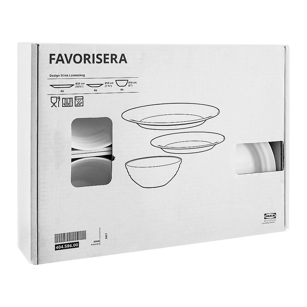 Ikea Favorisera Dinnerware Set, 12-Pack, White, 40458600 - Image 2