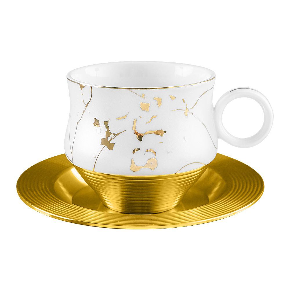 Berghome Yamasen Porcelain Cup & Saucer Set, 6-Pack, White, AM3440-220-S12 - Main Image