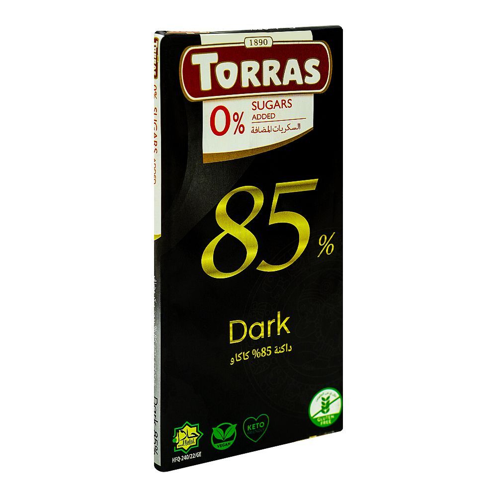 Torras Sugar Free 85% Dark Chocolate, 75g - Main Image