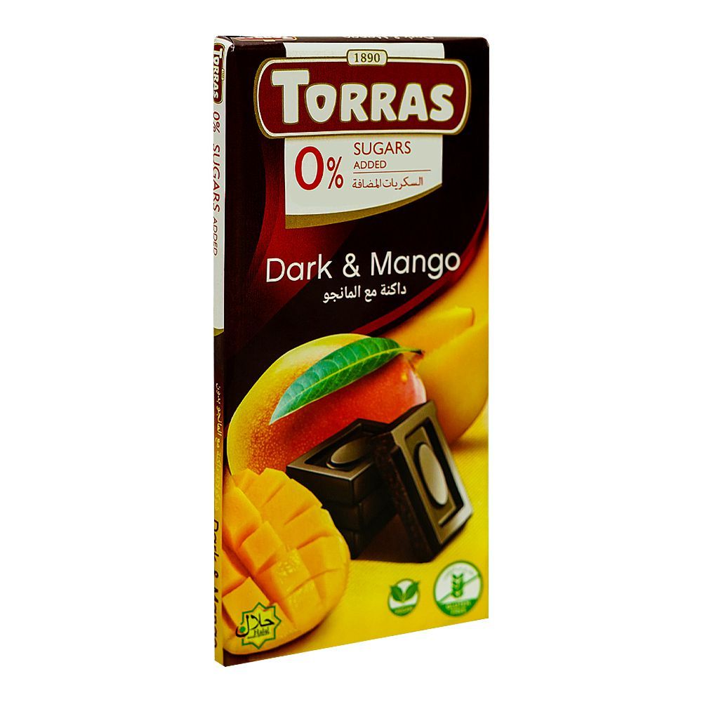 Torras Sugar Free Dark & Mango Chocolate, 75g - Main Image