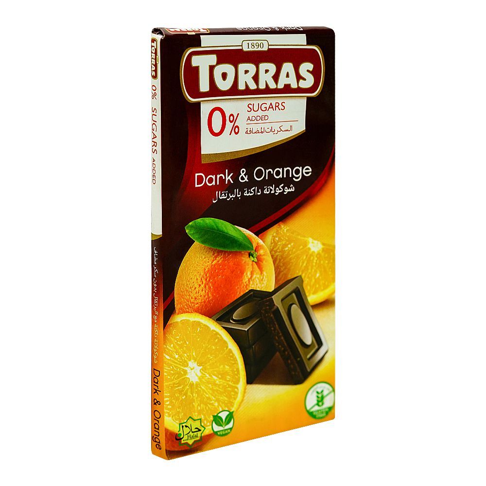 Torras Sugar Free Dark & Orange Chocolate, 75g - Main Image