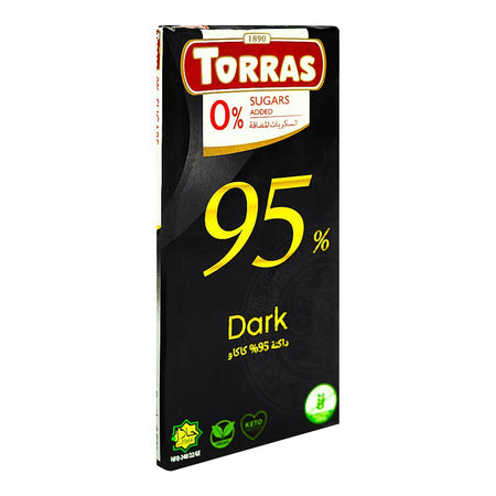 Torras Sugar Free 95% Dark Chocolate, 75g - Main Image
