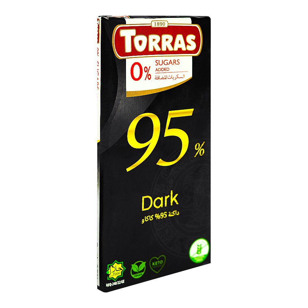 Torras Sugar Free 95% Dark Chocolate, 75g - Main Image