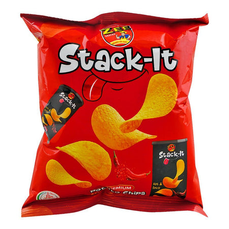 Zee Stack-It Hot & Spicy Potato Chips, 62g - Main Image