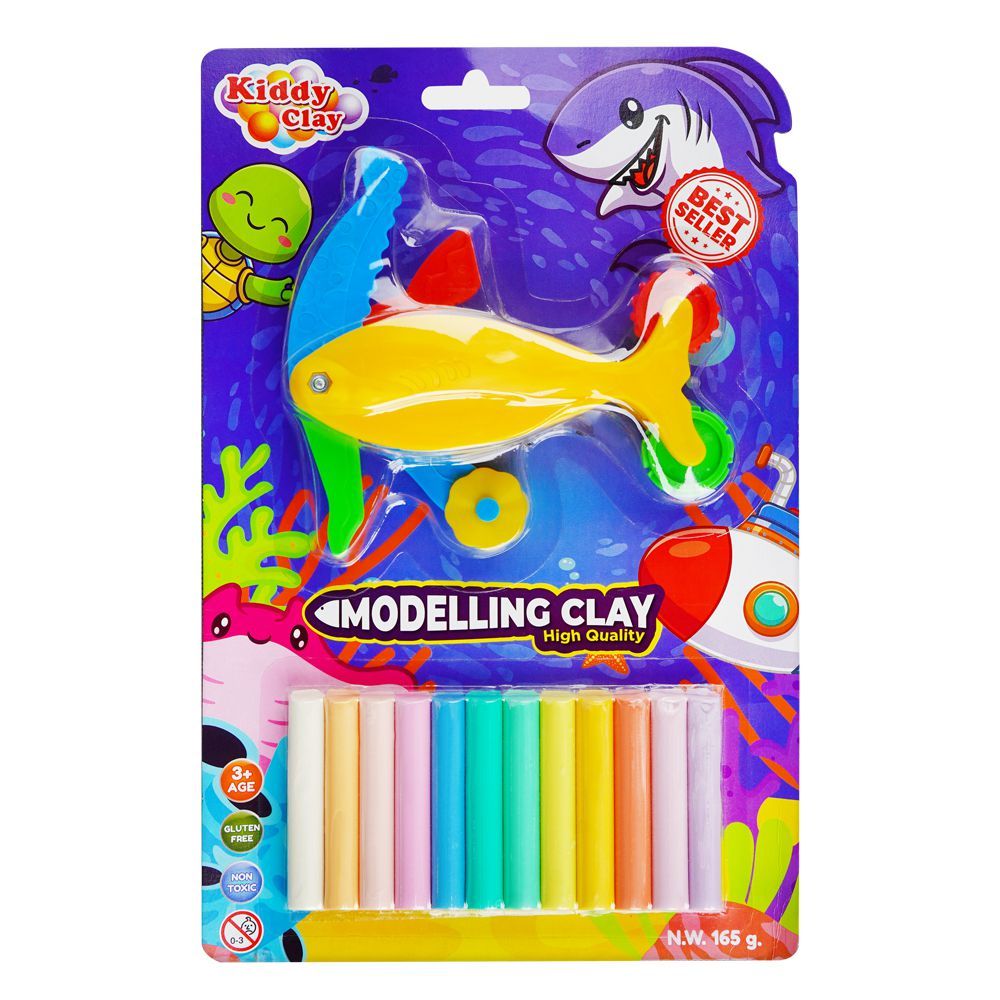 Kiddy Clay 12 Colors Modeling Clay Sticks With Shark, 165g - Main Image