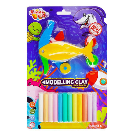 Kiddy Clay 12 Colors Modeling Clay Sticks With Shark, 165g - Main Image