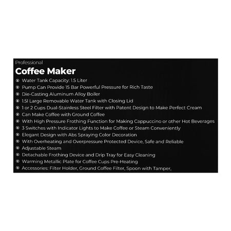 West Point Professional Coffee Machine/Maker, 1500ml Water Tank, WF-2024 - Image 6