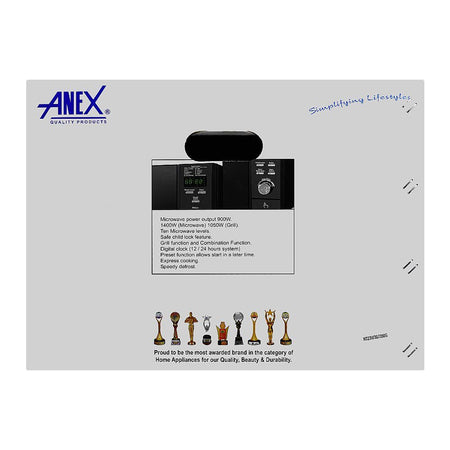 Anex Deluxe Microwave Oven, 900W, Black, AG-9039 - Image 3