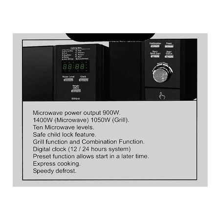 Anex Deluxe Microwave Oven, 900W, Black, AG-9039 - Image 4