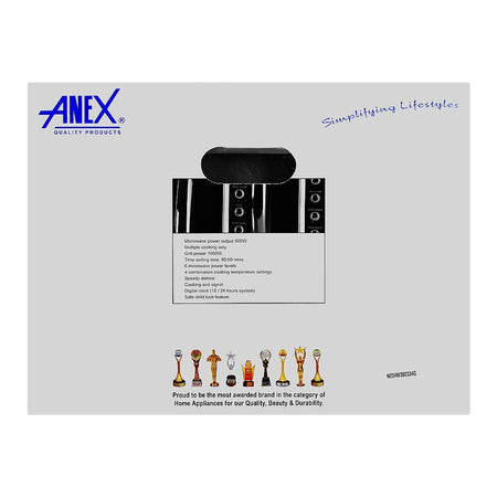 Anex Deluxe Microwave Oven, 900W, Black, AG-9031 - Image 3