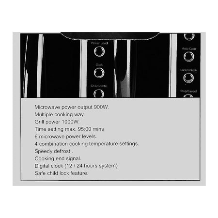 Anex Deluxe Microwave Oven, 900W, Black, AG-9031 - Image 4
