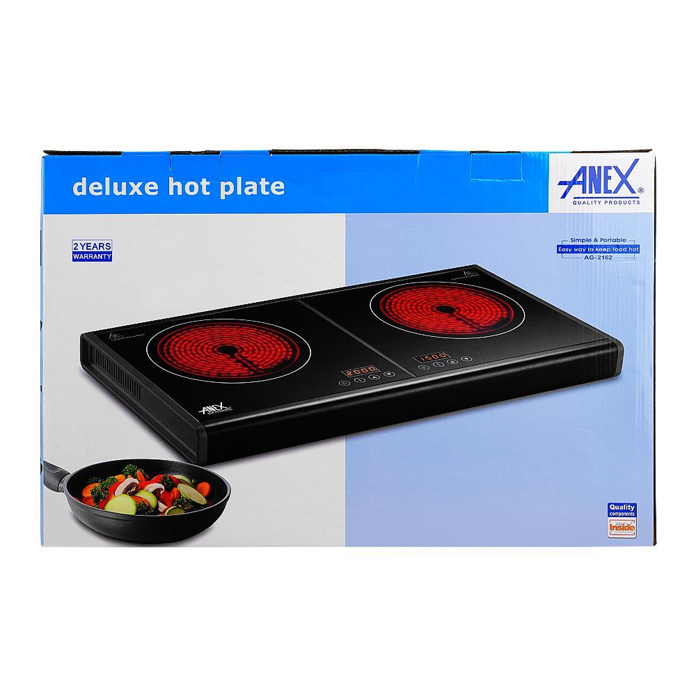 Anex Deluxe Hot Plate, 2000-1500W, Black, AG-2162 - Image 3
