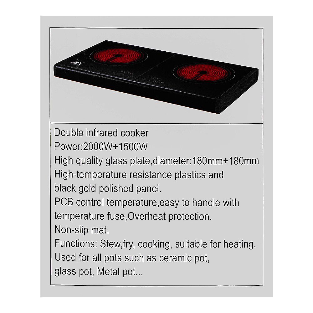 Anex Deluxe Hot Plate, 2000-1500W, Black, AG-2162 - Image 6