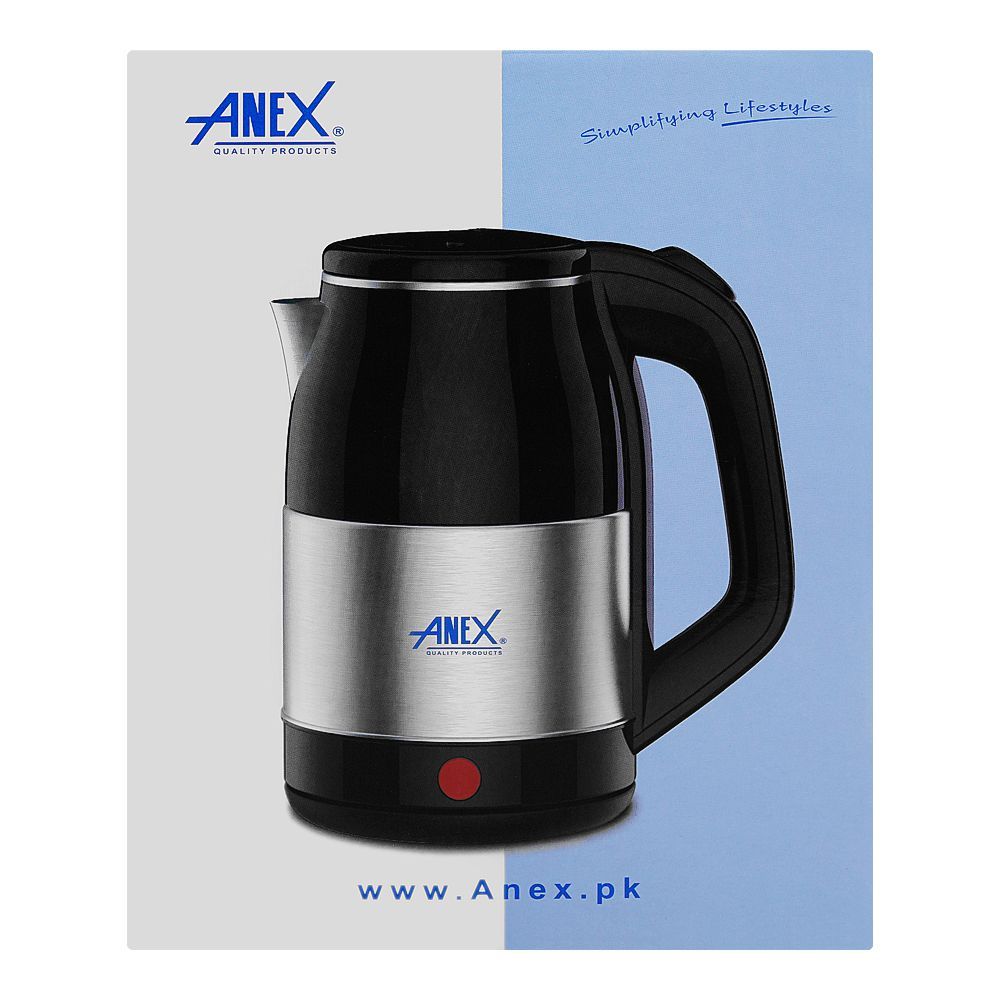 Anex Deluxe Electric Kettle, 1800ml Capacity, 1500W, Black & Silver, AG-4062 - Image 3