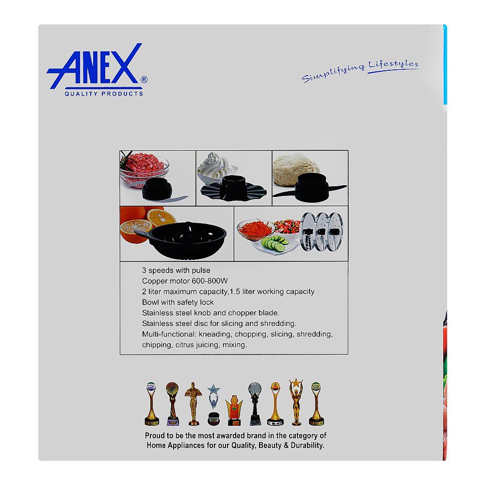 Anex Deluxe Chopper, 600W, Grey & Silver, AG-3141 - Image 4