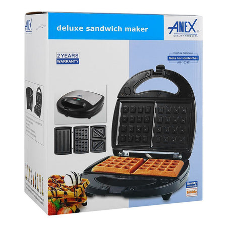 Anex Sandwich Maker, 750W, Black & Silver, AG-1039C - Image 2