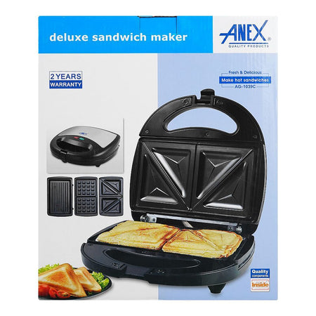 Anex Sandwich Maker, 750W, Black & Silver, AG-1039C - Image 3