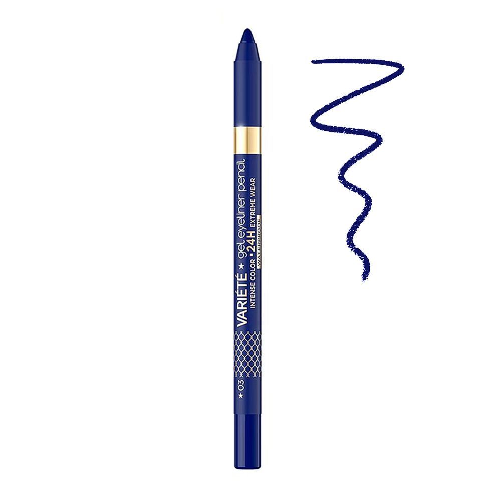 Eveline Waterproof Variete Gel Eyeliner Pencil, 03 Blue - Main Image