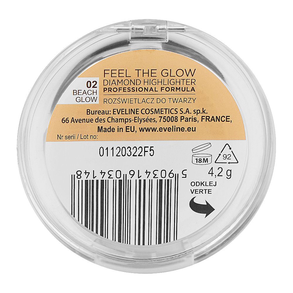 Eveline Feel The Glow Diamond Highlighter, 02 Beach Glow - Image 3