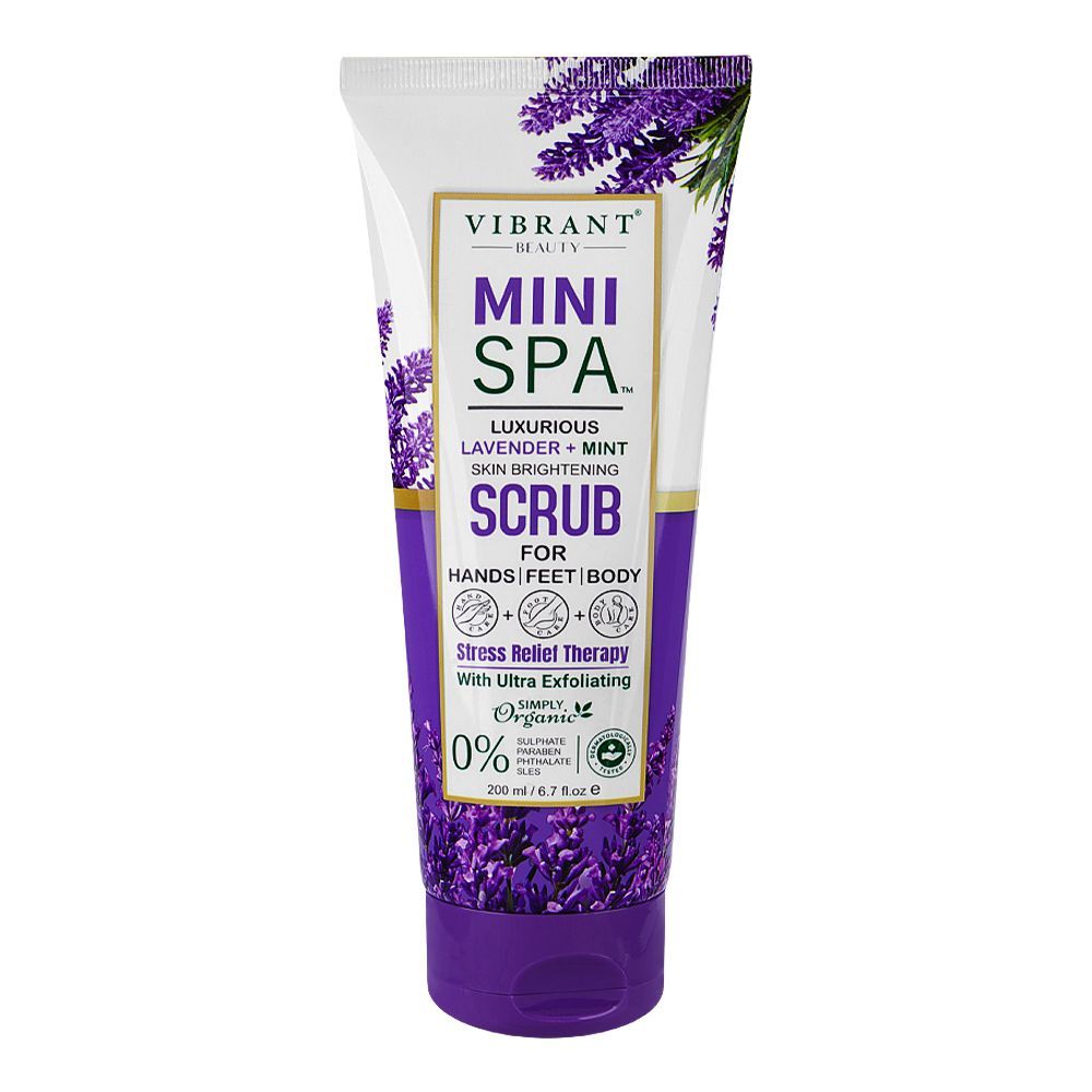 Vibrant Beauty Mini SPA Luxurious Lavender+Mint Skin Brightening Scrub, 200ml - Main Image